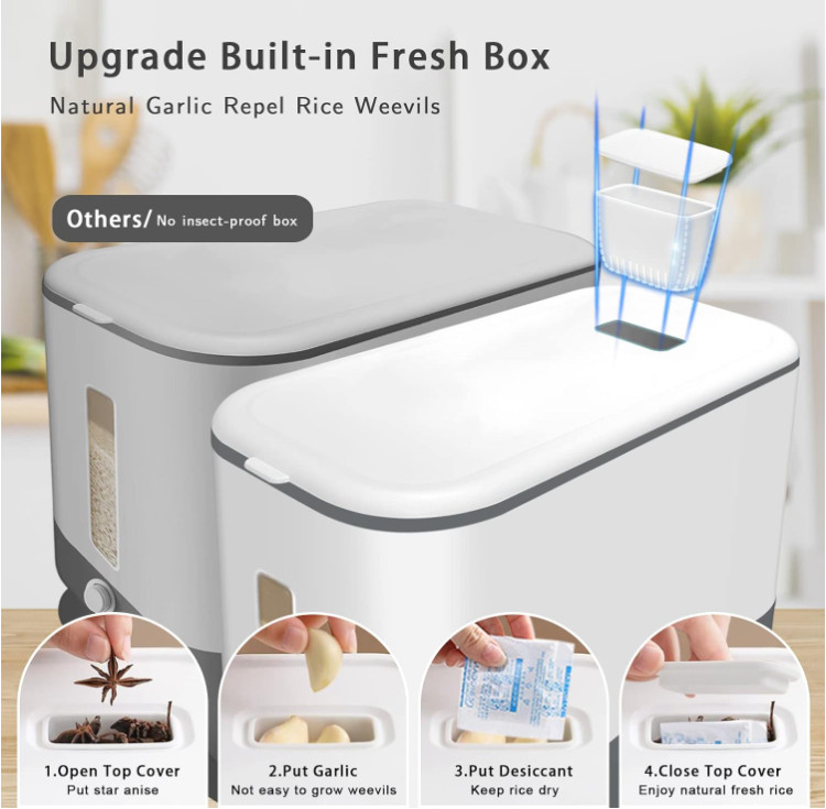Dispensador de arroz cocina dispensador almacenamiento cocina granos 25Lbs Nuevo