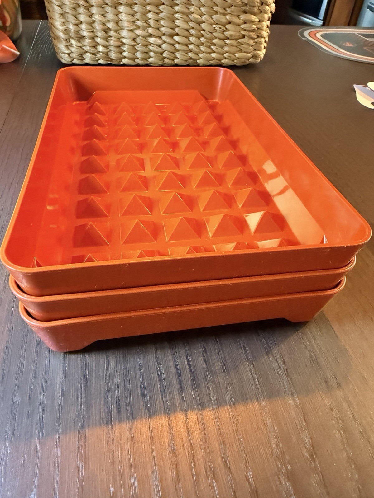 Vintage Tupperware Paprika Orange Rectangular Snap Lid Stackable Containers