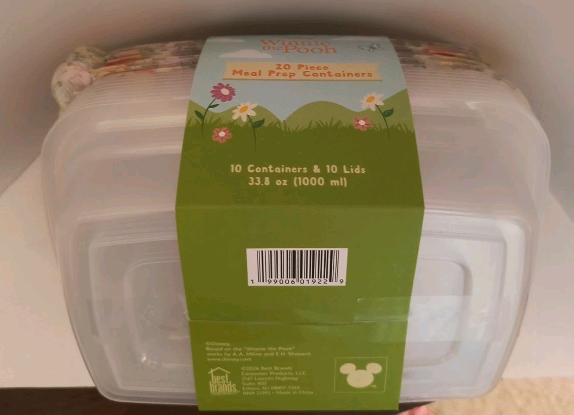 Winnie the Pooh Summertime Fun 20 Piece Meal Prep Food Storage Containers NEW!