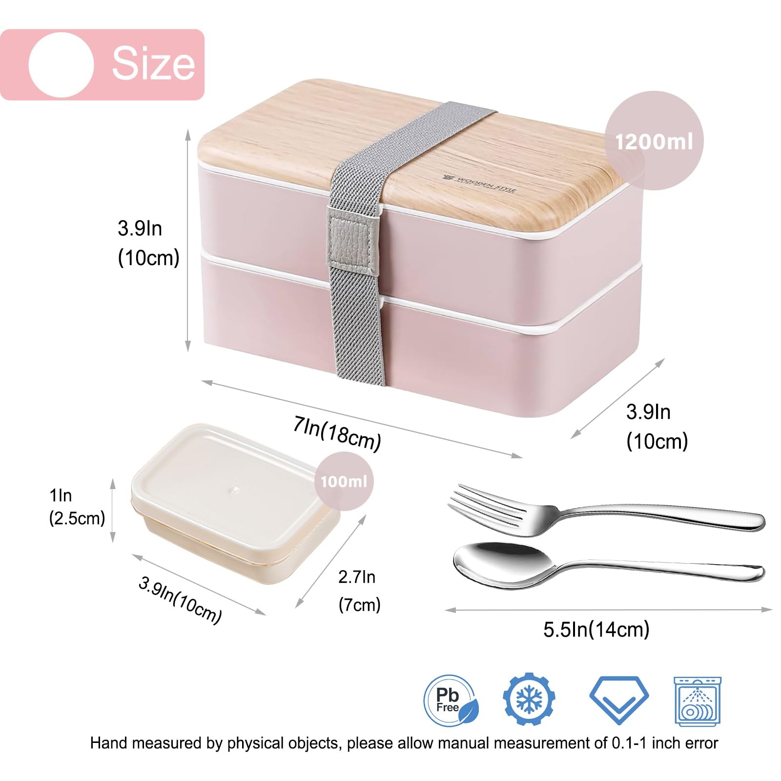 Binoster Original Bento Box Lunch Japanese Style 2 9.2X10.5X18.5CM, Pink