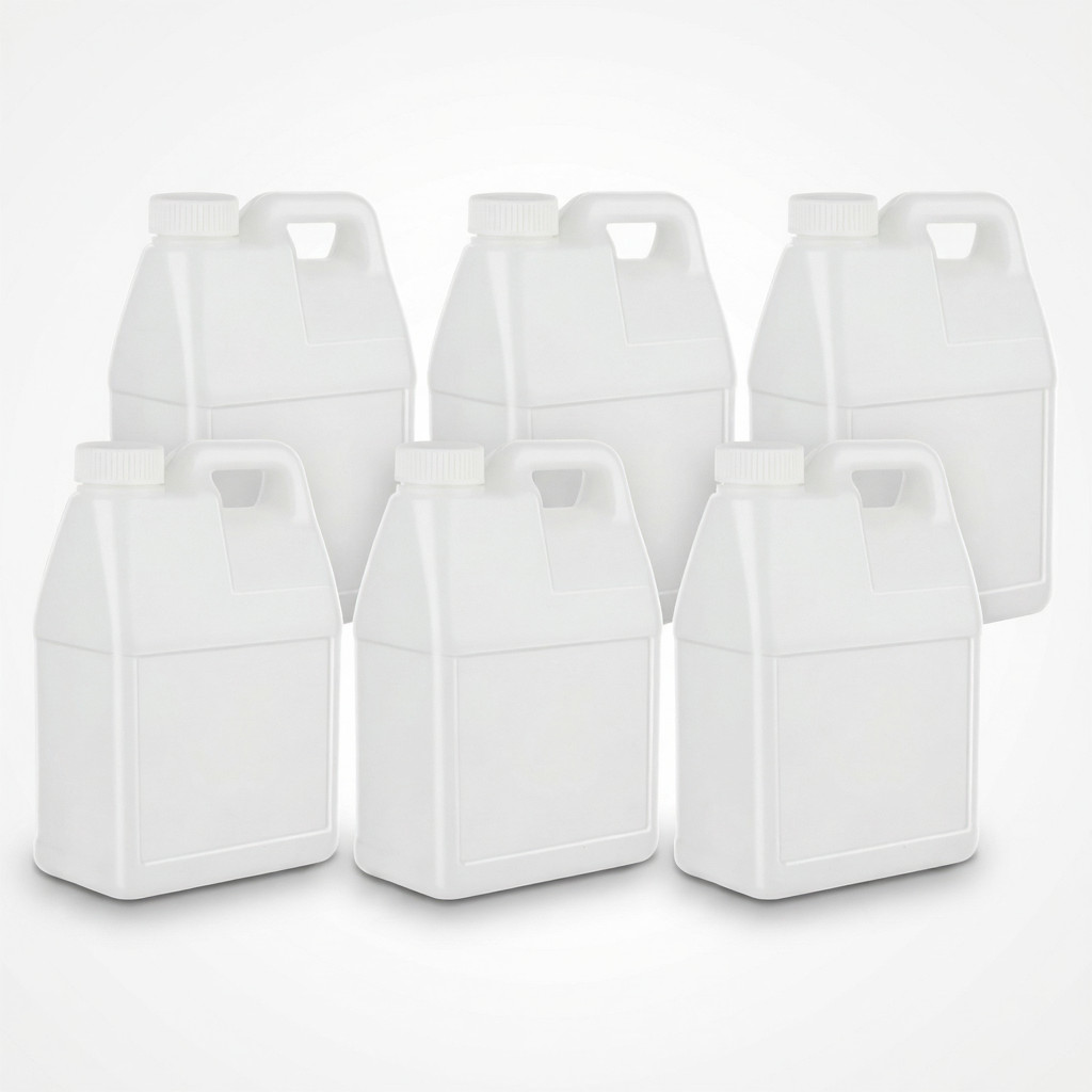 6 Pack 64 oz Clear Plastic Jugs with Lids Ergonomic Handle Water Containers