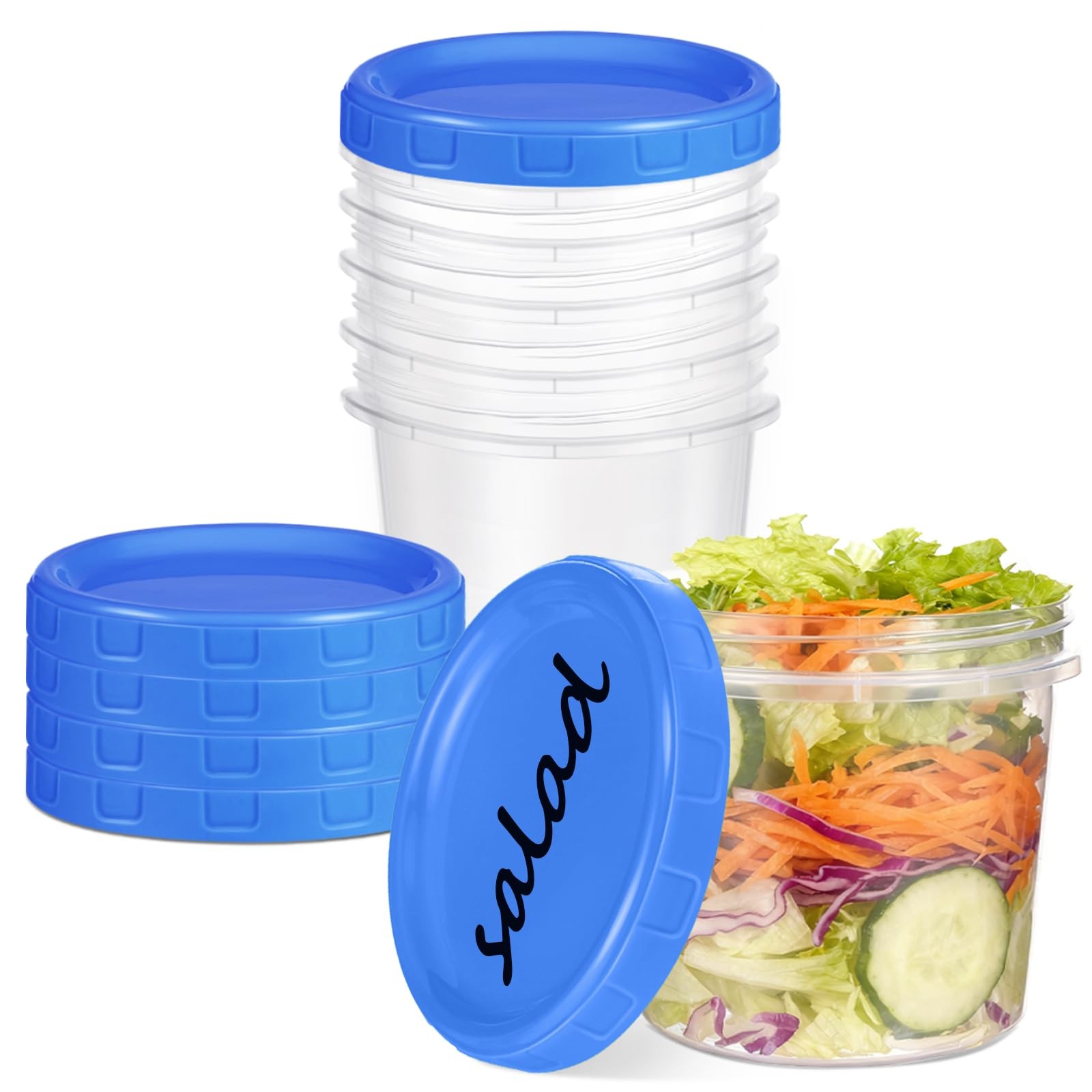6 Pcs 10 oz Plastic Containers with Screw Lids, Reusable Clear Food Storage C…