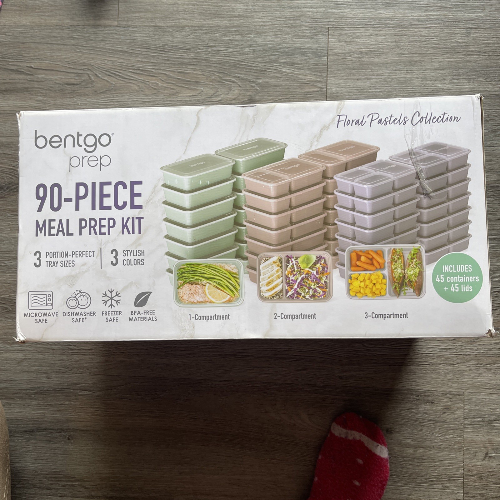 BENTGO PREP 90 PIECE MEAL PREP KIT FLORAL PASTELS COLLECTION