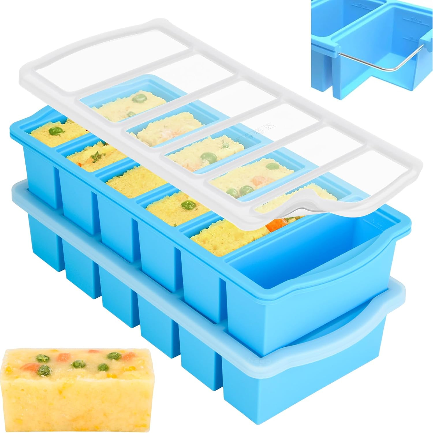 Silicone Freezer Molds Lids 1/2 Cup Soup Container Reinforced Steel Ring Top