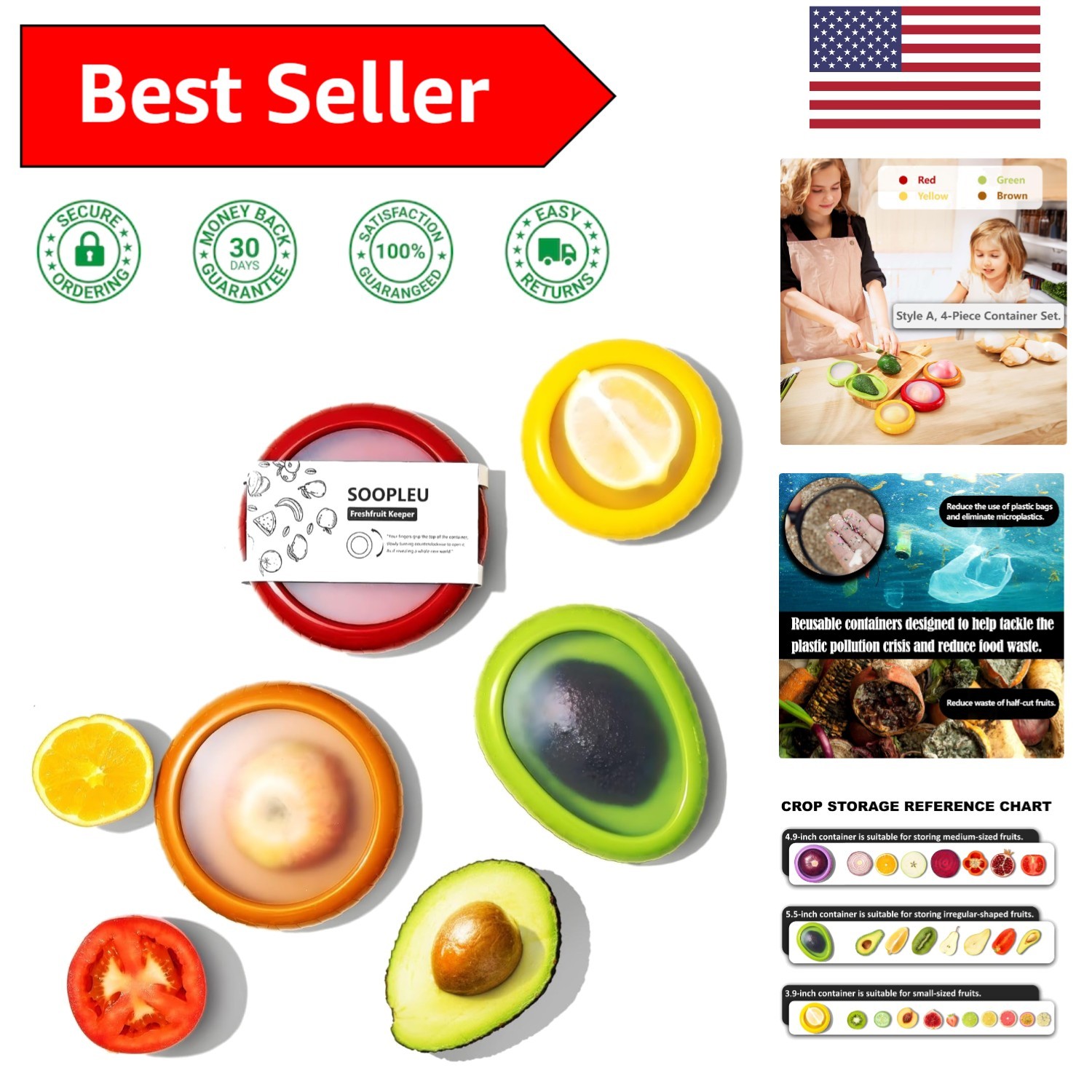 Versatile Avocado Saver Set – 4 BPA-Free Food Storage Containers for Vegetables