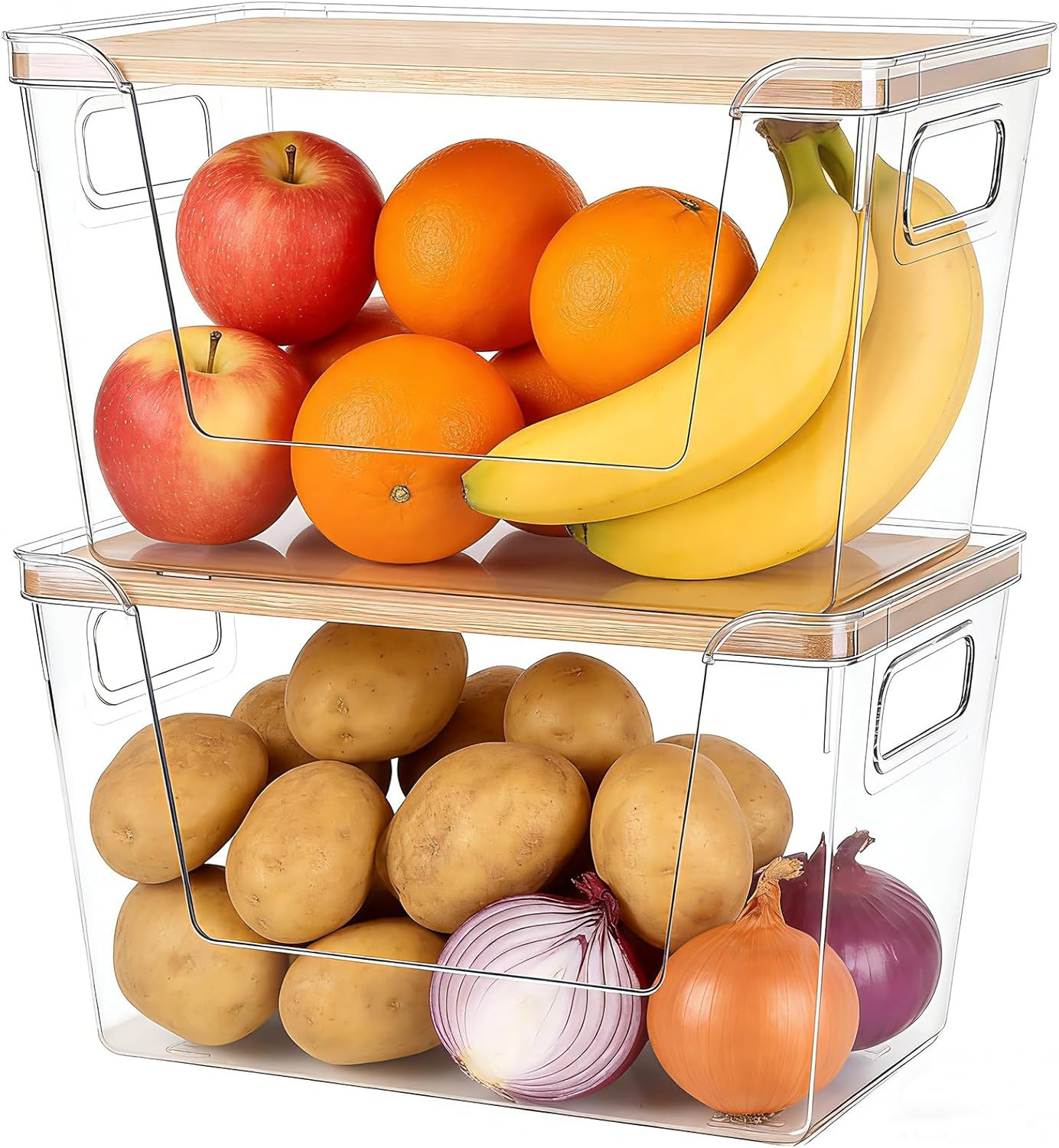 2 Set Pantry Organizers and Storage – Stackable Pantry Storage Bin Containers fo