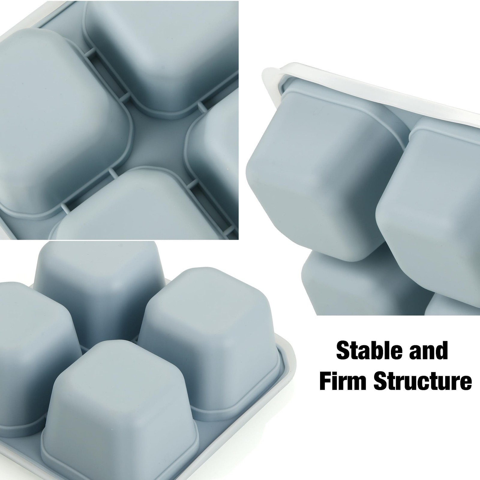 PandaEar 2 Pack Snack Containers, 4 Compartment Silicone Small, Blue&Linen