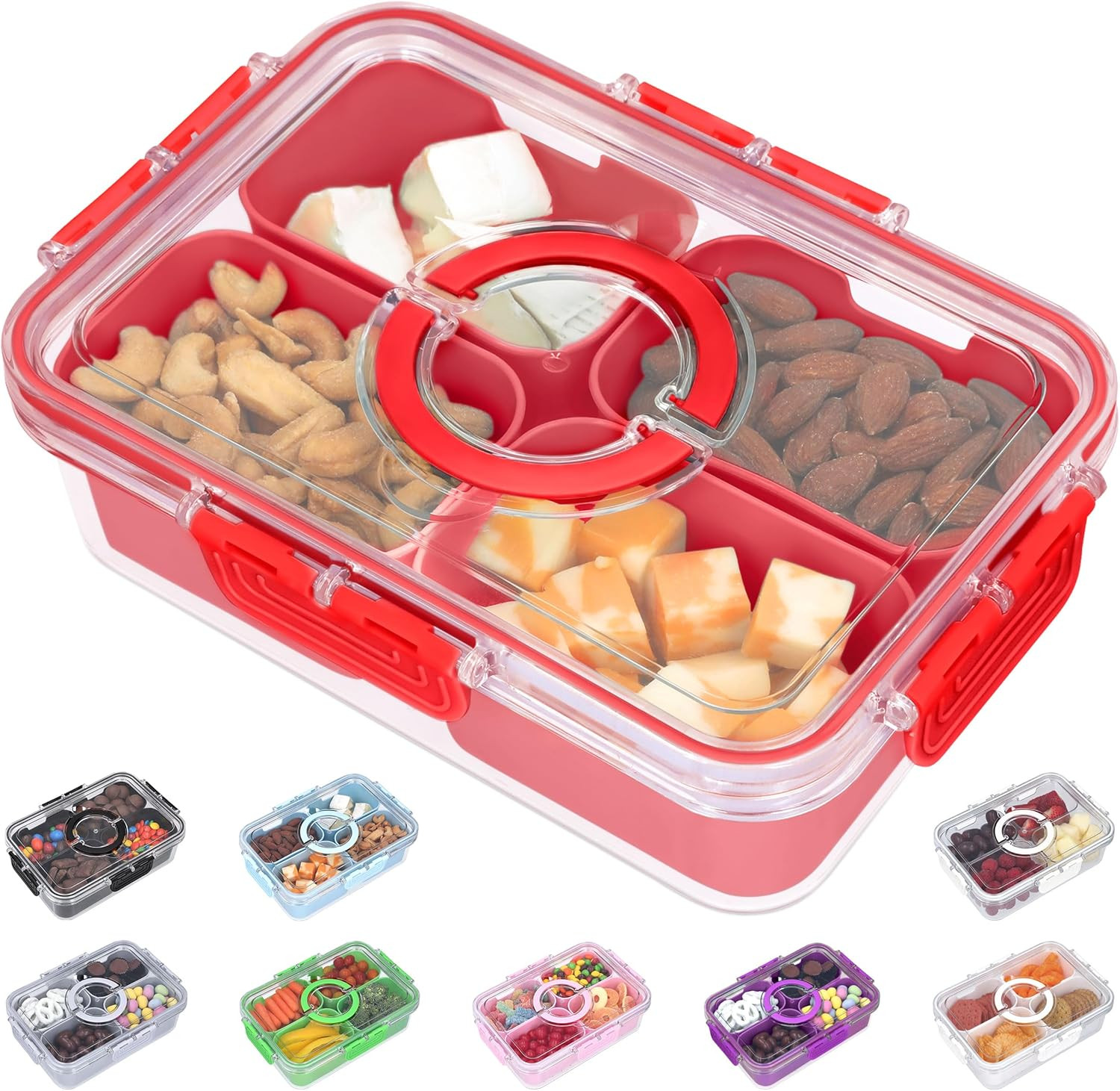 Snackle Box Container with Lid- Travel Charcuterie Box with Handle – Organize…