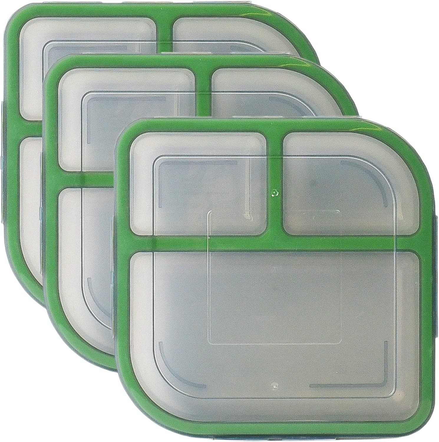 MyGo Container Large To-Go 3-Compartment Food Containers, Pack Of 3, 9-3/8″ X 9-