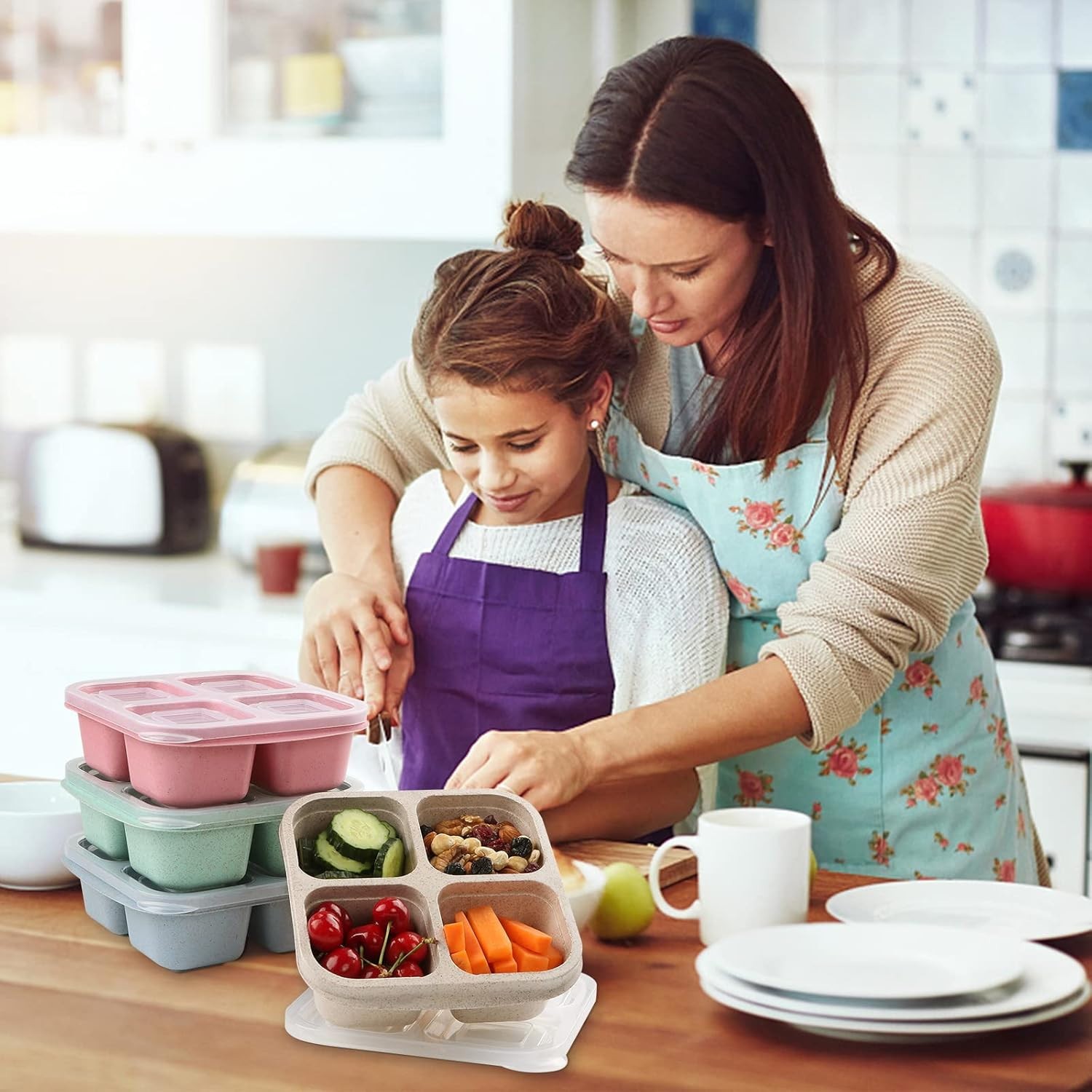 4 Pack Reusable Snack Containers Meal Prep Lunch Containers for Kids Adults