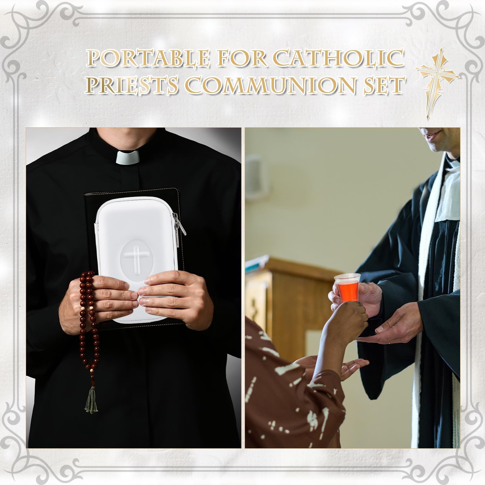 1 Set Portable Communion Set Gifts For Catholic Priests Travel Home White Kit