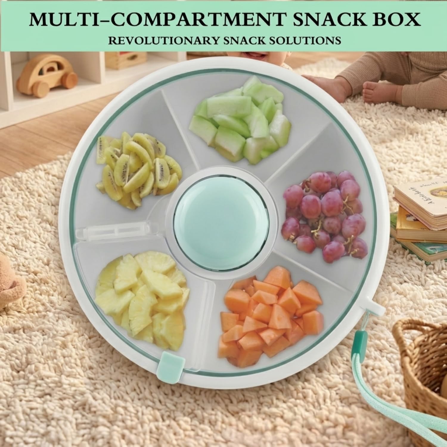 Portable Snack Spinner Bundle, Food Storage Container, Spinner Box with Rotating