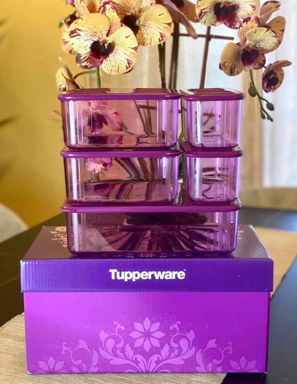 5PC Tupperware Purple Fresh n’ Clear Clearmate Food Containers Set