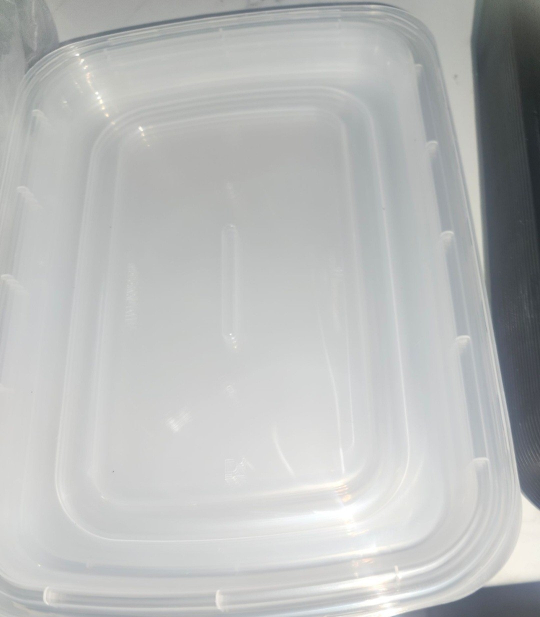 10 Plastic Microwavable Rectangular Black Food Containers with Clear Lids