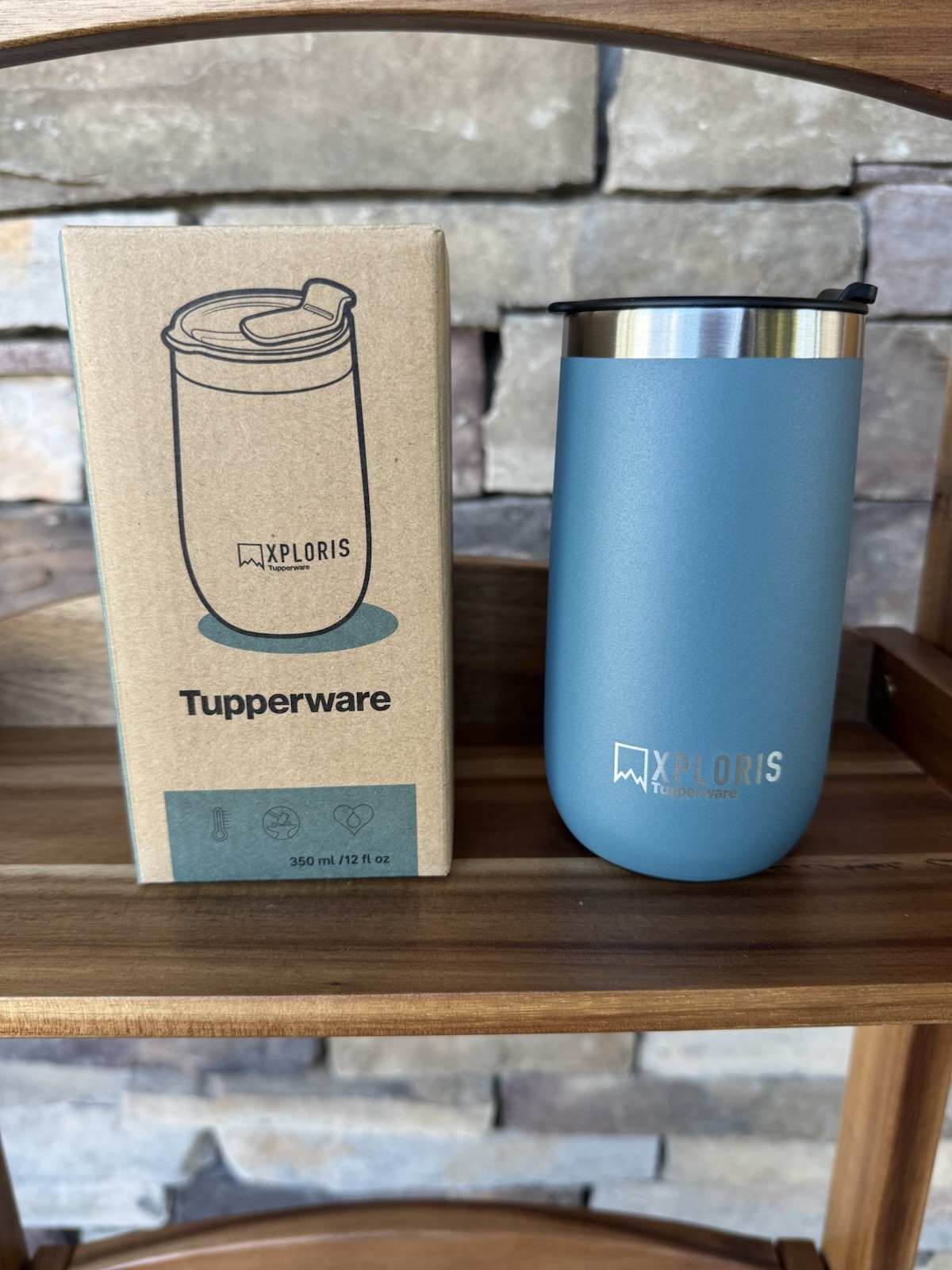 Tupperware Xploris Thermal Insulated Tumbler 12 oz River Blue/Green