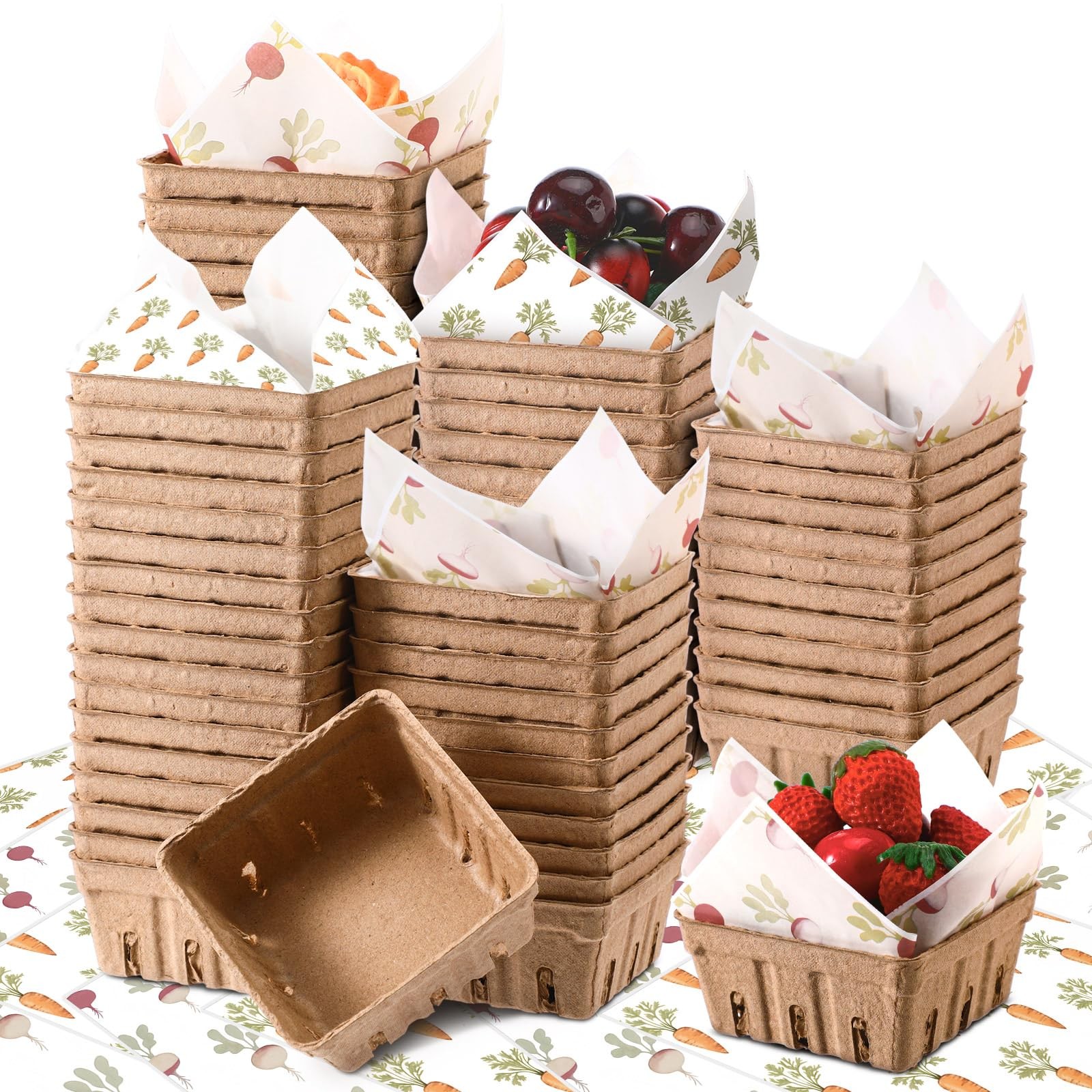 72 Pcs/36 Sets Locally Grown Baby Shower Pulp Fiber Basket with Wax Sheets Sm…