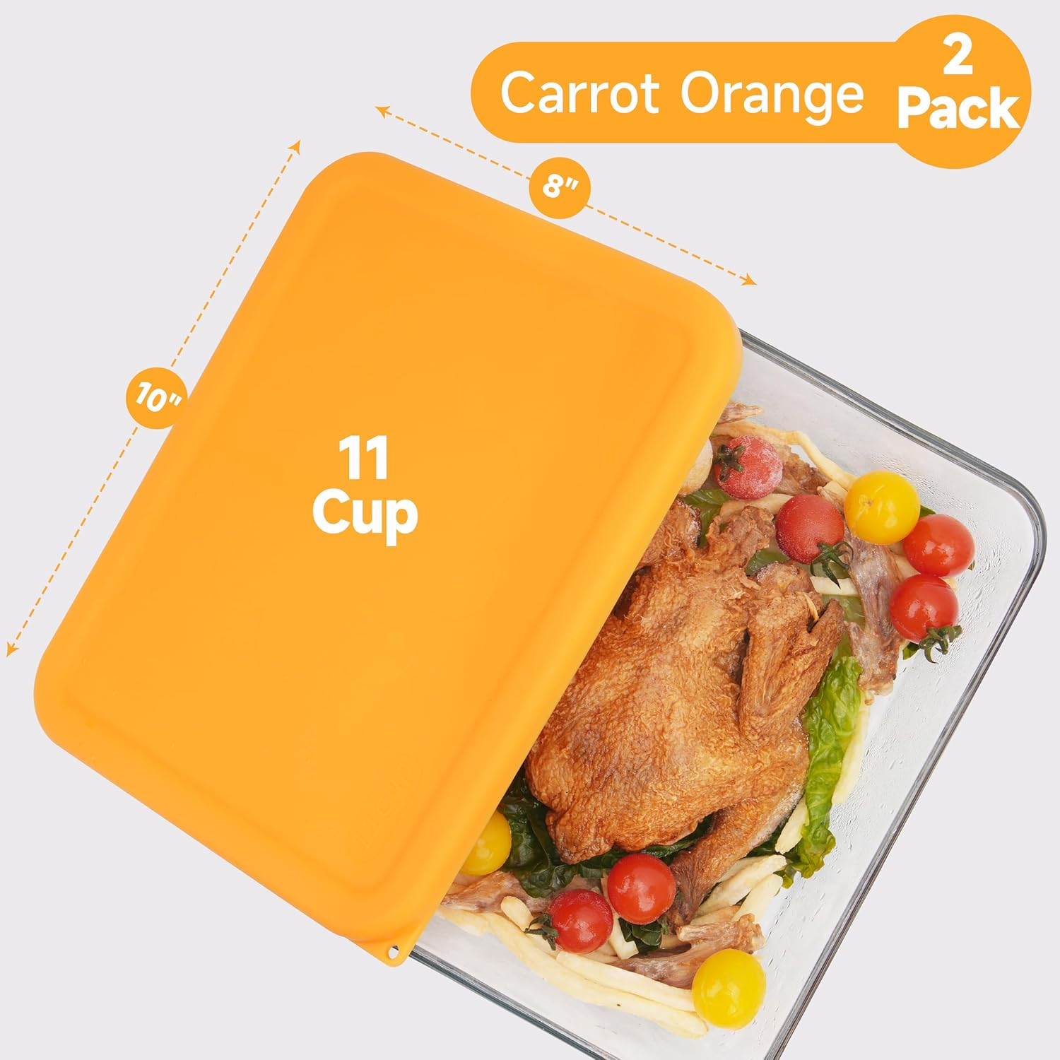 11 Cup Rectangle Silicone Storage Cover Lids Replacement for Pyrex 7212-PC Glass