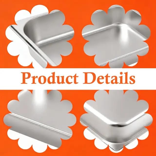 6 PCS Half Size Stainless Steel Steam Table Food Pans 2.5 Inch Deep Catering