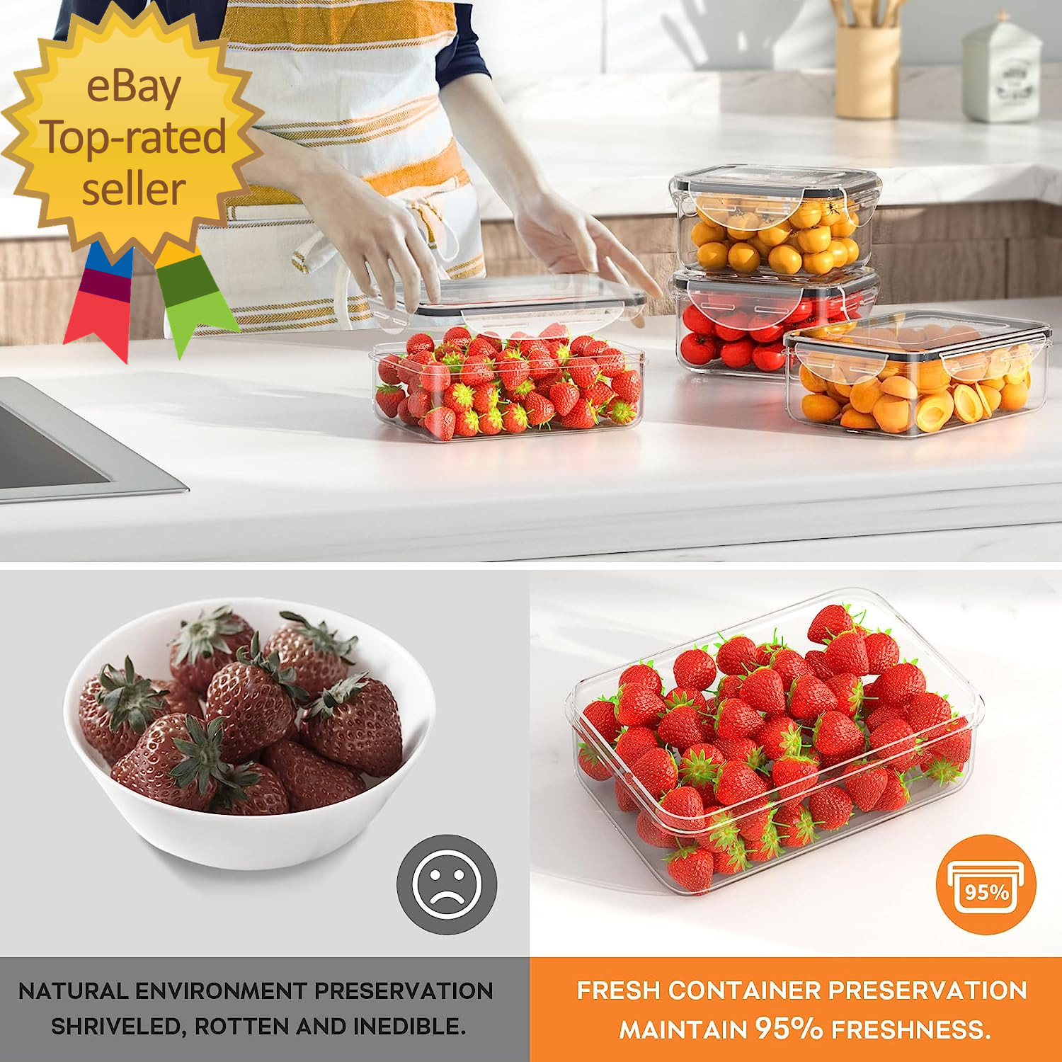 40 PCS Food Storage Containers with Lids Airtight (20 Containers & 20 Lids)