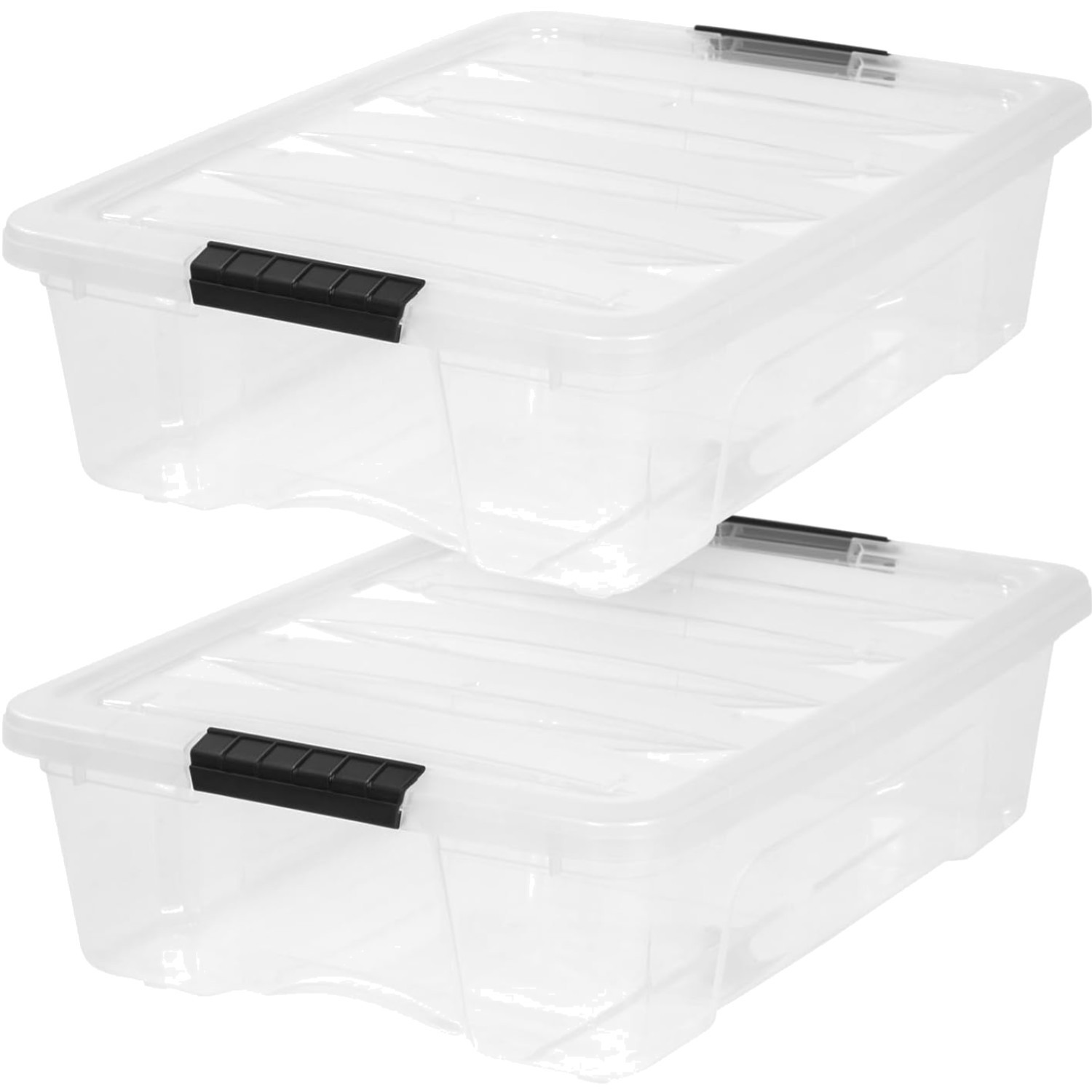 27 Qt Stackable Plastic Storage Bins with Lids, 2 Pack – BPA-Free, – Discree…