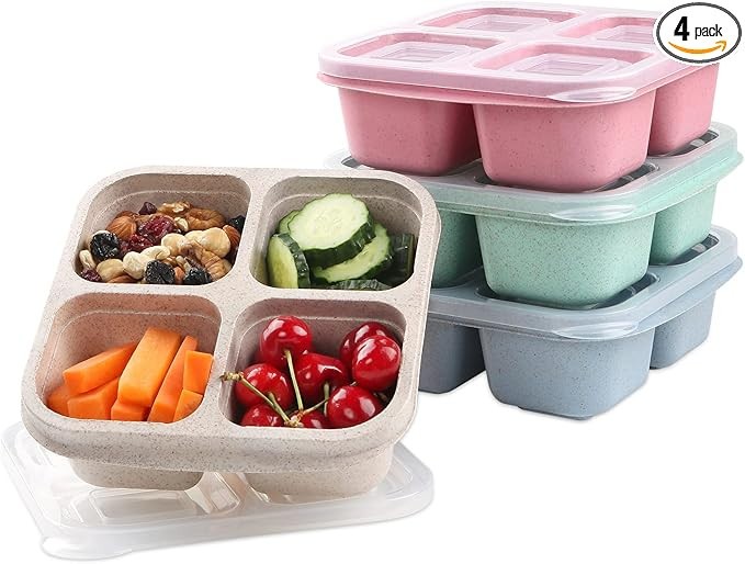 4 Pack Reusable Snack Containers Meal Prep Lunch Containers for Kids Adults