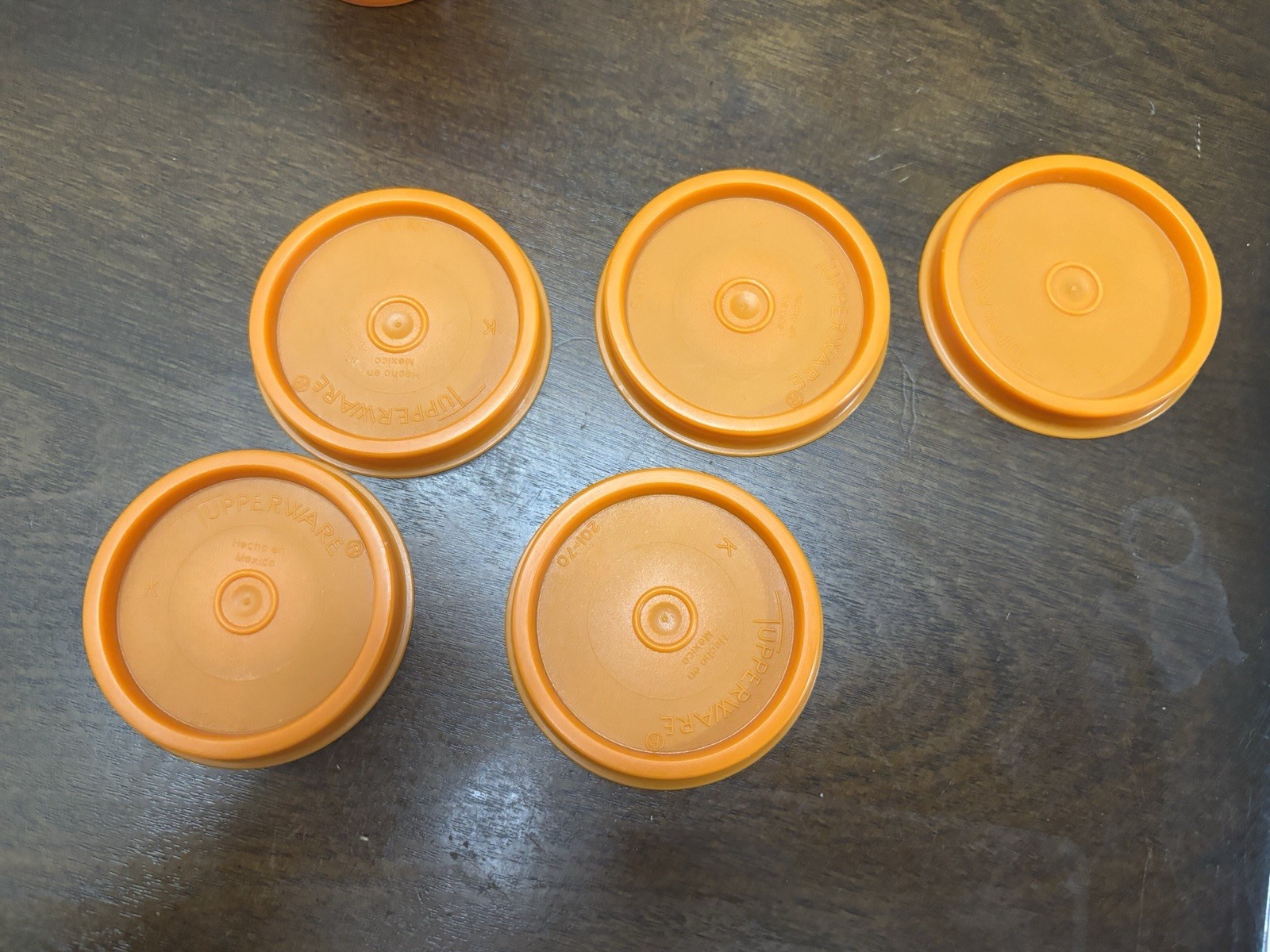 Tupperware Tupper Minis 2 oz Midgets Set of 5 Orange Smidgets Dips Crafts EUC