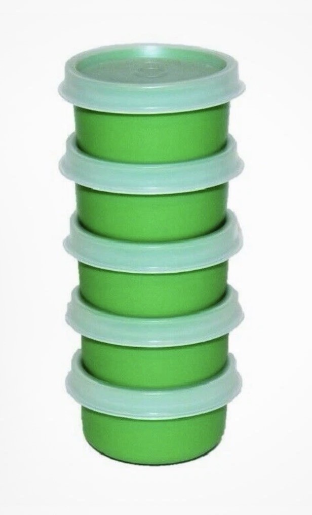 TUPPERWARE GREEN SMIDGETS MINI BOWLS 1 OUNCE EACH BRAND NEW SET OF 5 BPA FREE