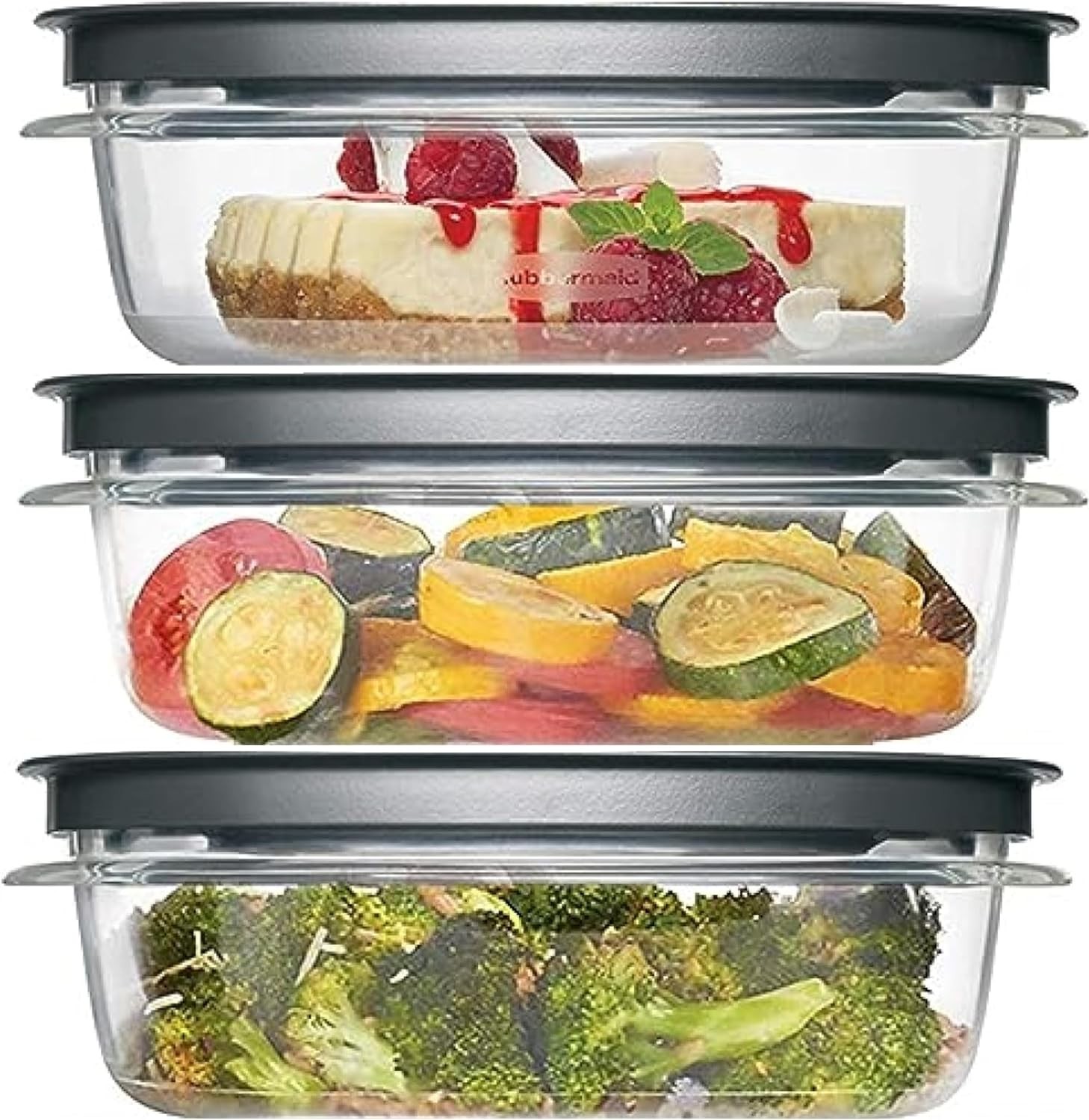 Rubber maid Premier, 3 Cup Premier Flex & Seal Food Storage Set, 3 Tritan Con…