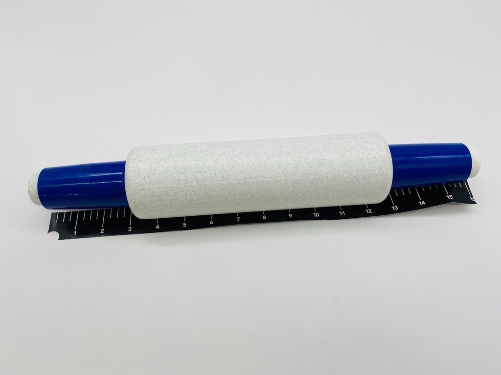 Vintage Speckled White Blue 16″ Fillable TUPPERWARE Rolling Pin 9″ Body with Cap