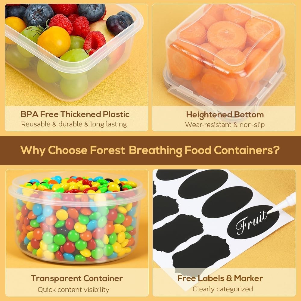 50-Piece Stackable Food Storage Containers – Thicker, Clear, Airtight Set