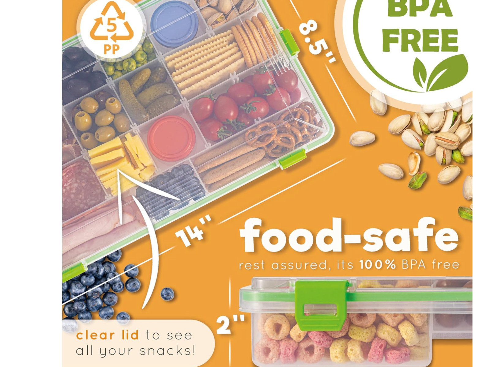 Reel Bites BPA Free Large Snackle Box Container for Travel – Snacklebox Containe