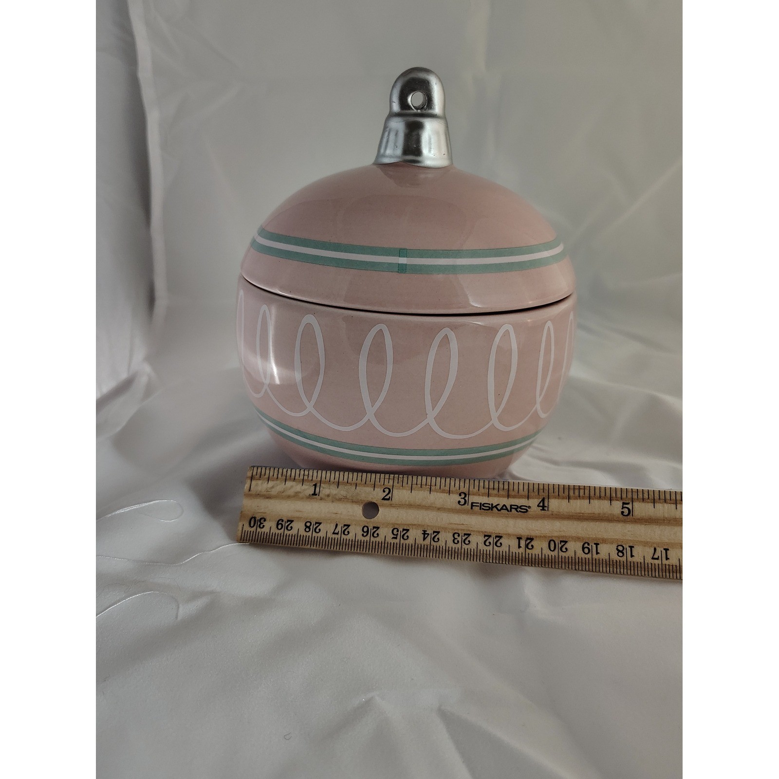 Candy Dish Jar with Lid Pink Decorative Christmas Holiday Candy Dish