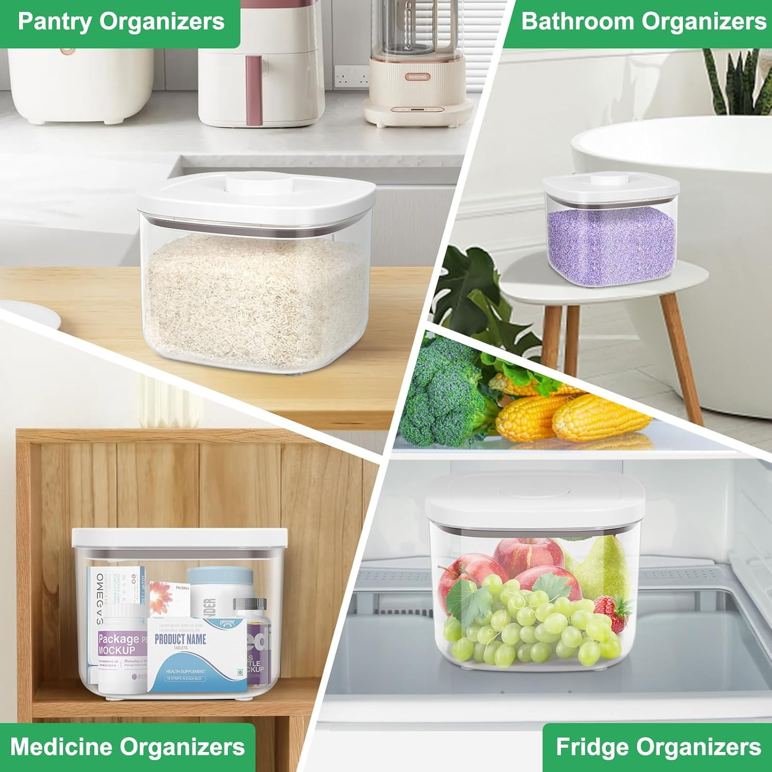Tbmax Large Airtight Food Container 5.28 Qt with Pop up Lid & Measuring Cup, Ide