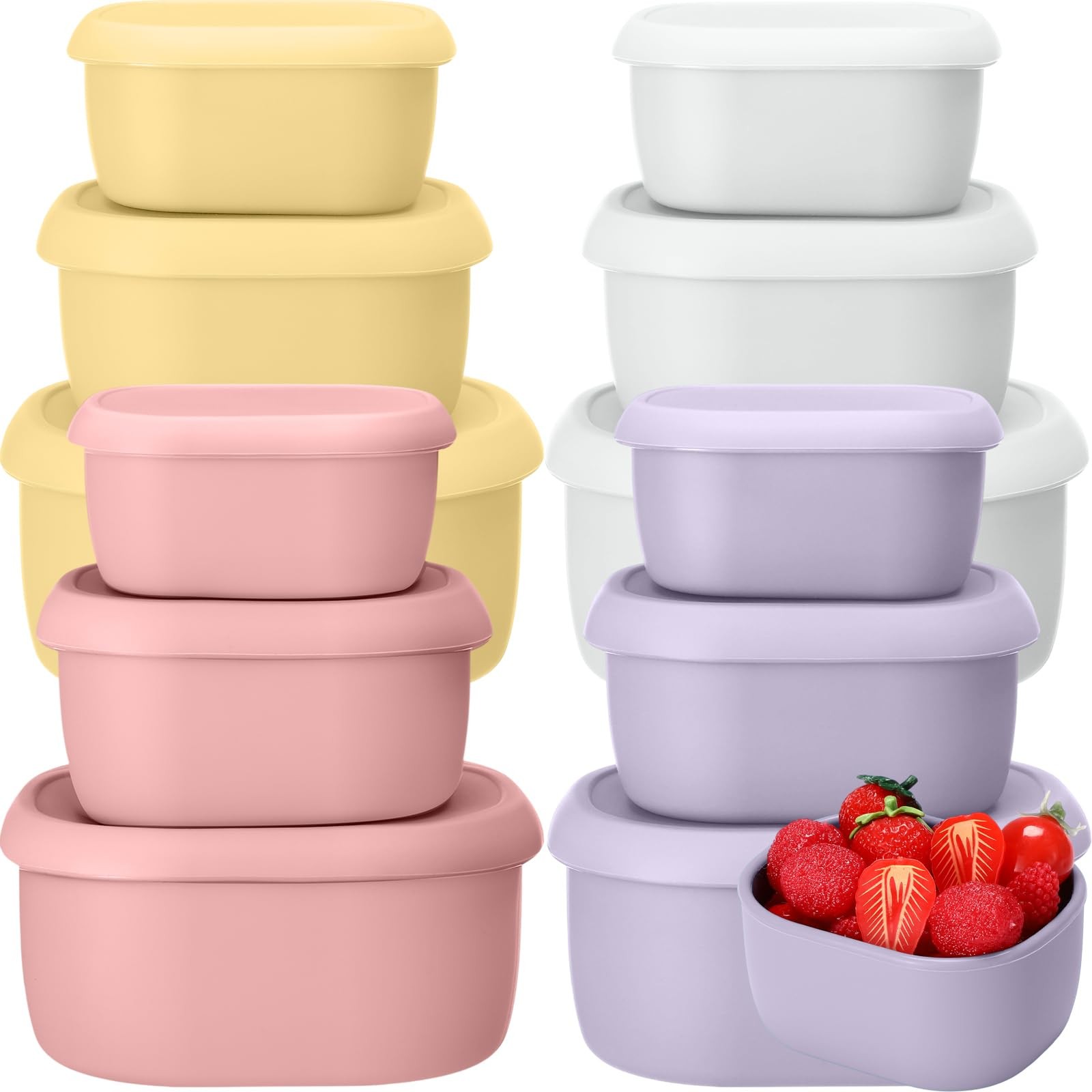 Blushtier 12 Pcs Silicone Food Storage Containers with Lids Reusable Silicone…