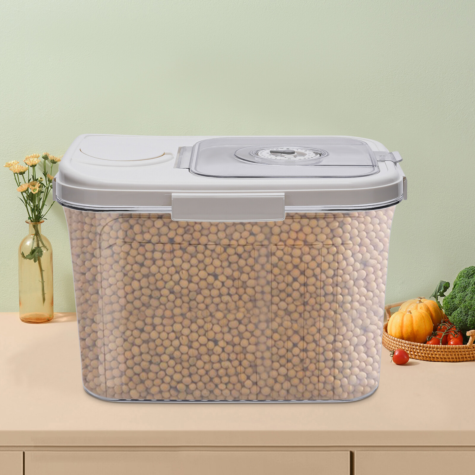 10kg Large Rice Storage Container Food Flour Airtight Box Rice Dispenser W/ Cup