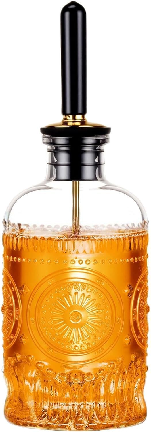 1 Pack Glass Coffee Syrup Dispenser Bottles 7 OZ Simple Syrup Bottles W/ Metal