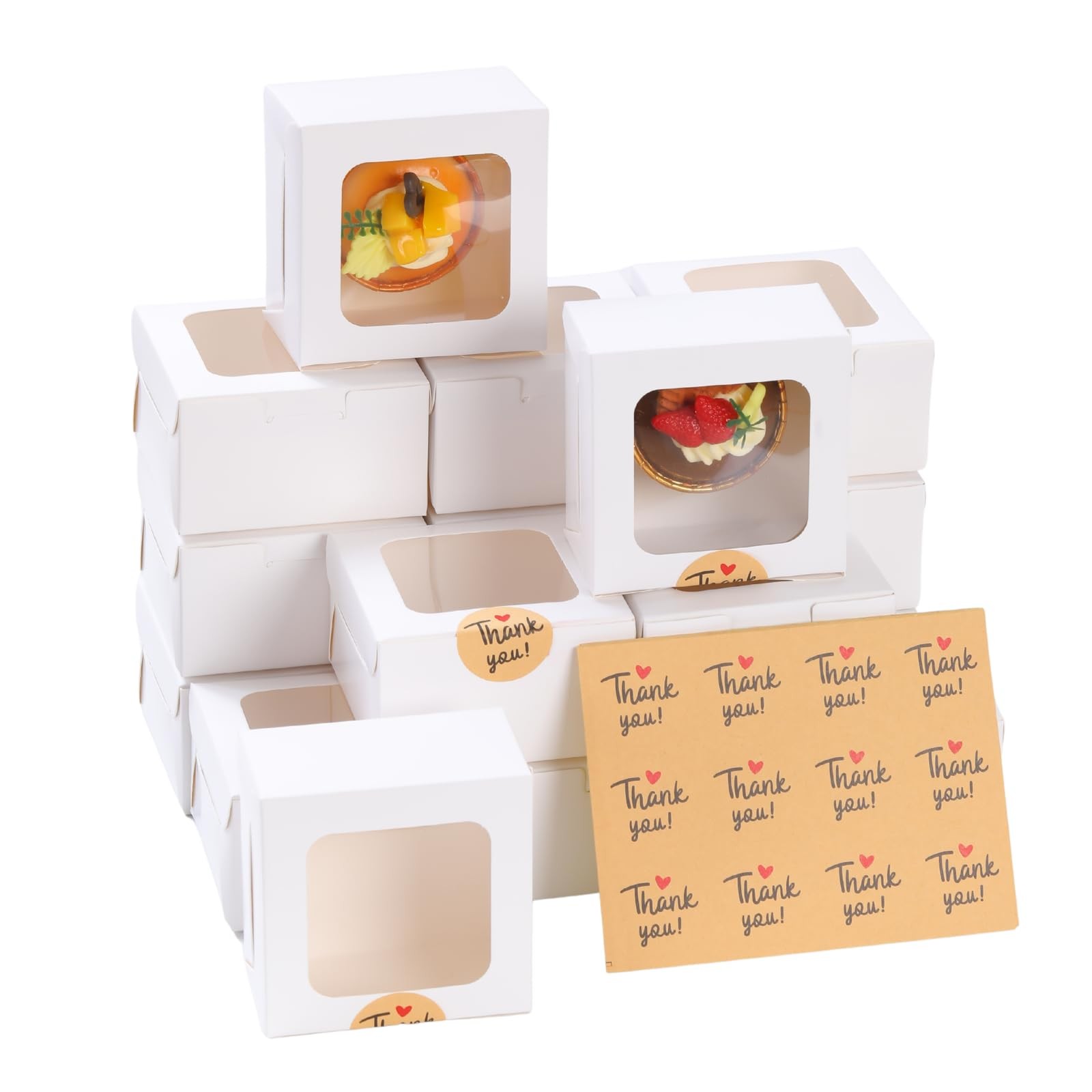 Cookie Boxes with Window – 6x6x2.5 IN Cardboard – Pastry Containers & Cupcake…