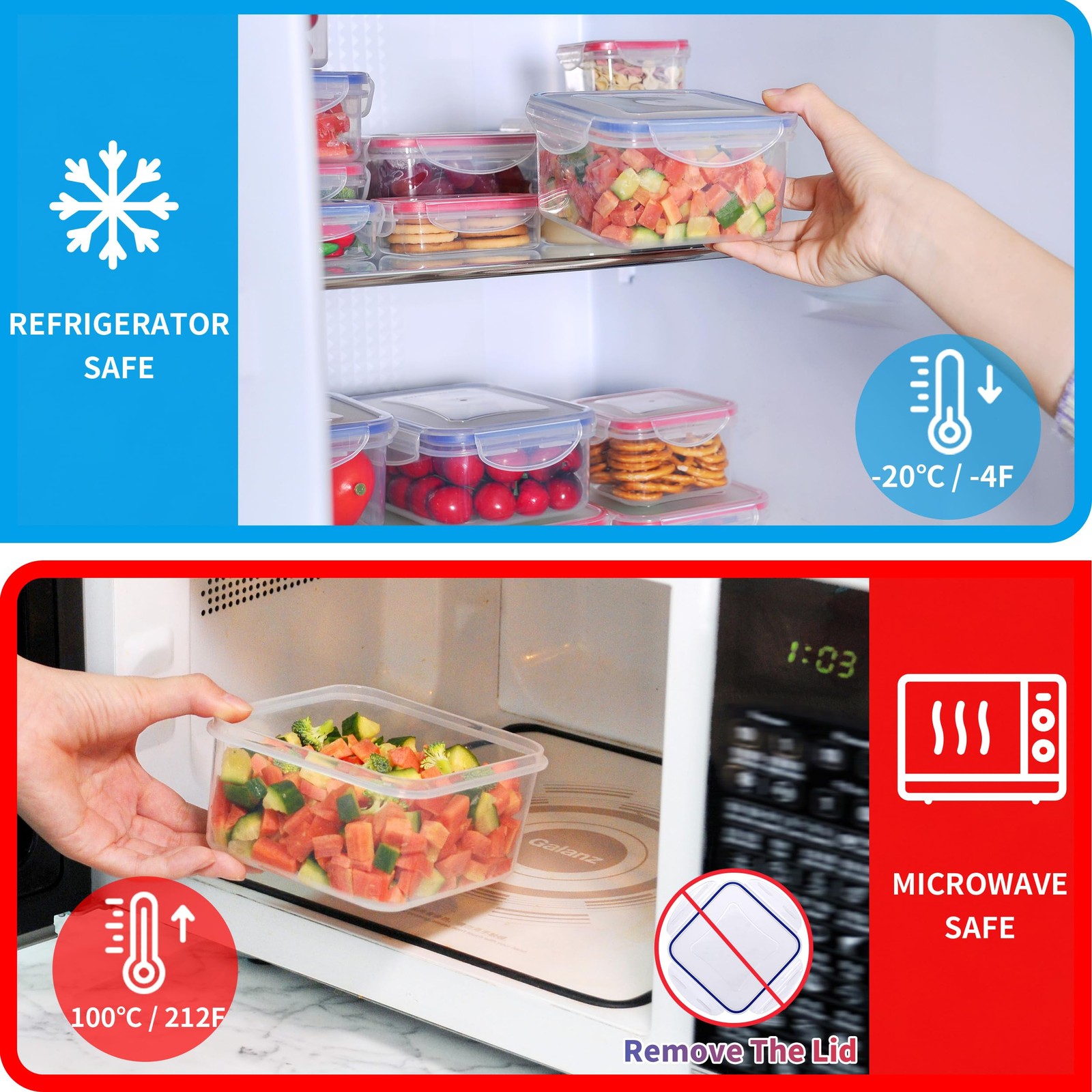 52-Piece Large Food Storage Containers with Lids Airtight, Health Material 85oz