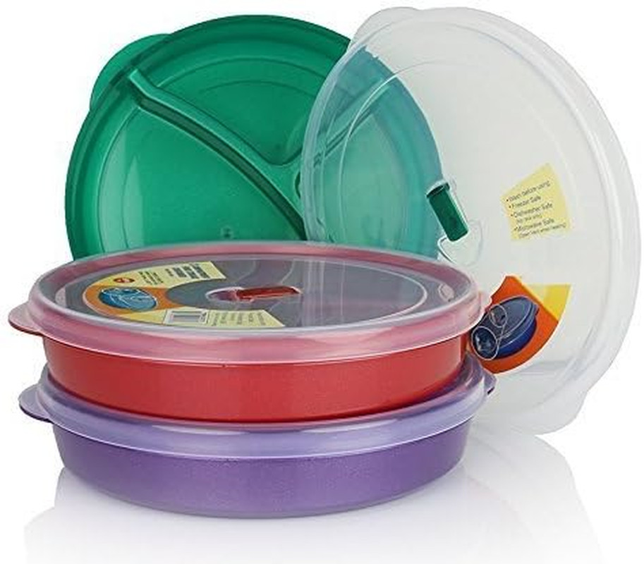 Regent Products (Set of 3) Microwave Food Storage Tray Containers – 3 Section/Co