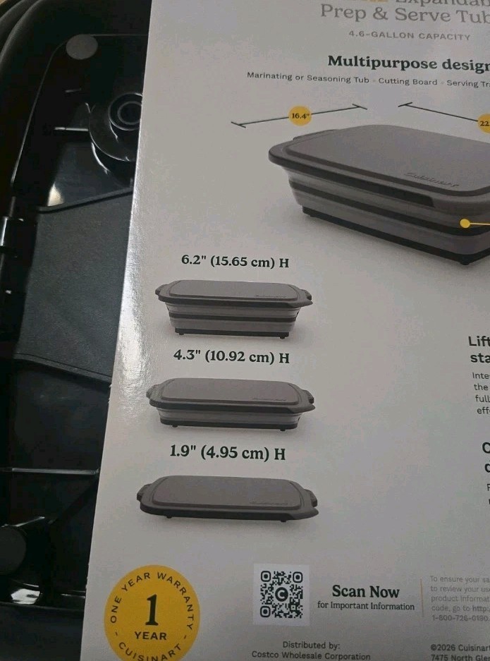 Cuisinart 4-in-1 Expandable Prep and Serve Tub with Removable Drain Port