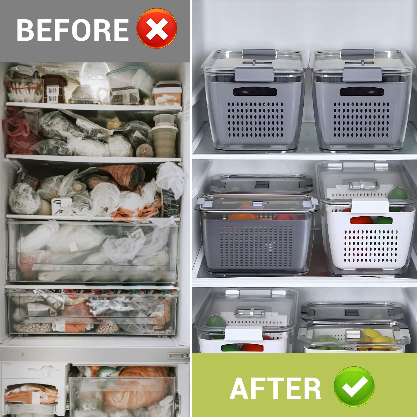 4 Pack Fruit Containers For Fridge Vegetable Storage Container With Lids &remova