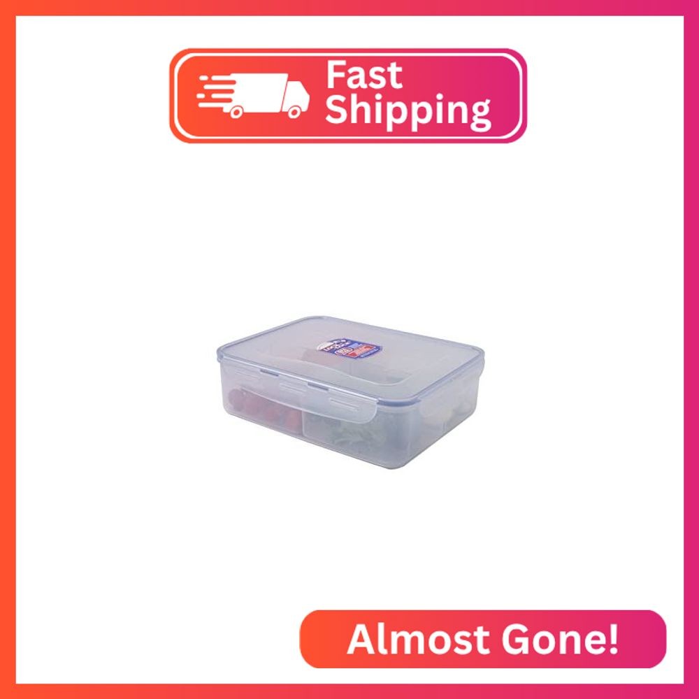 LOCK & LOCK Rectangular Food Container with Divider, Short, 16.2-Cup, 131-Fluid