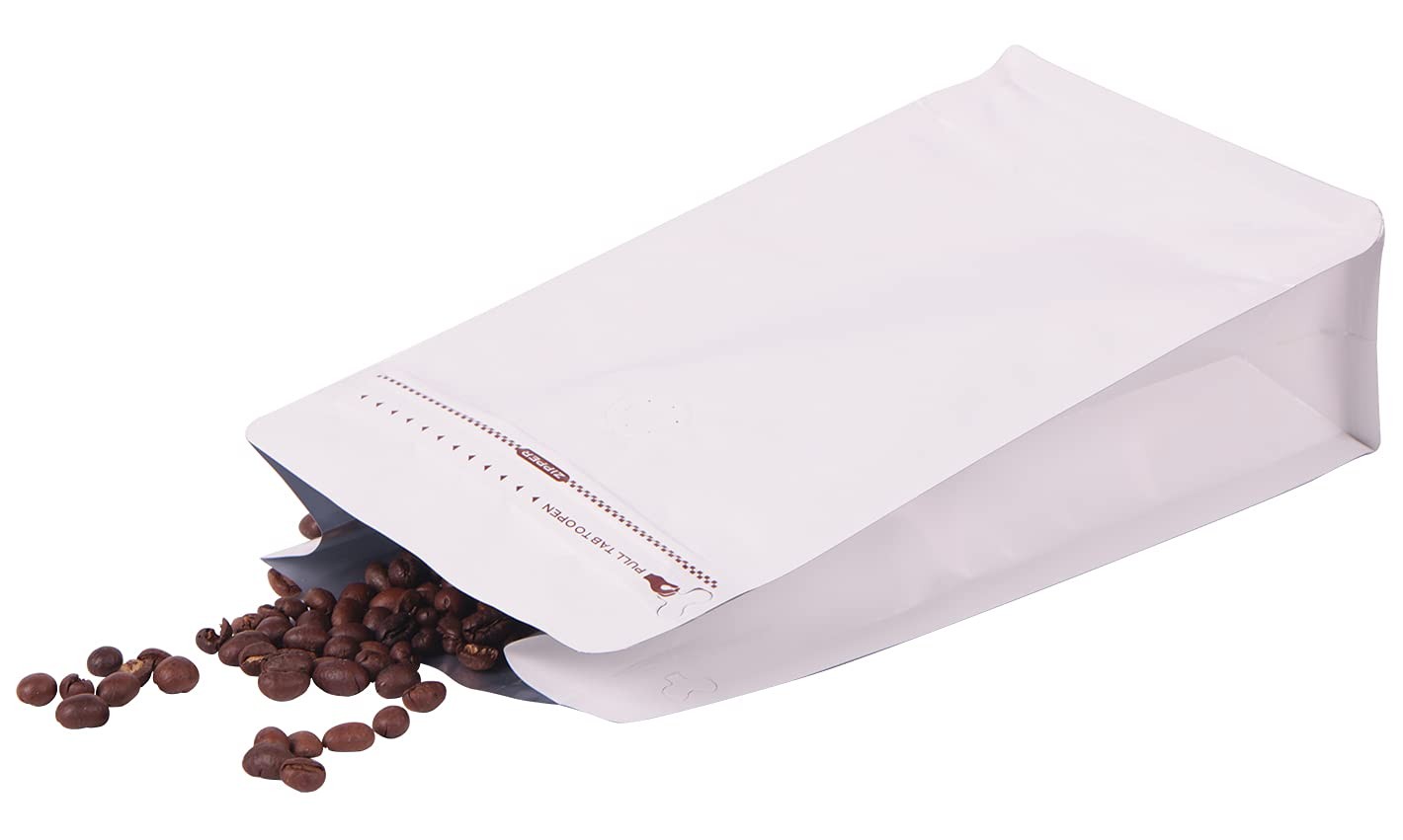 Coffee Bags with Valve(100pcs,16oz) White High Barrier Aluminumed Foil Flat B…