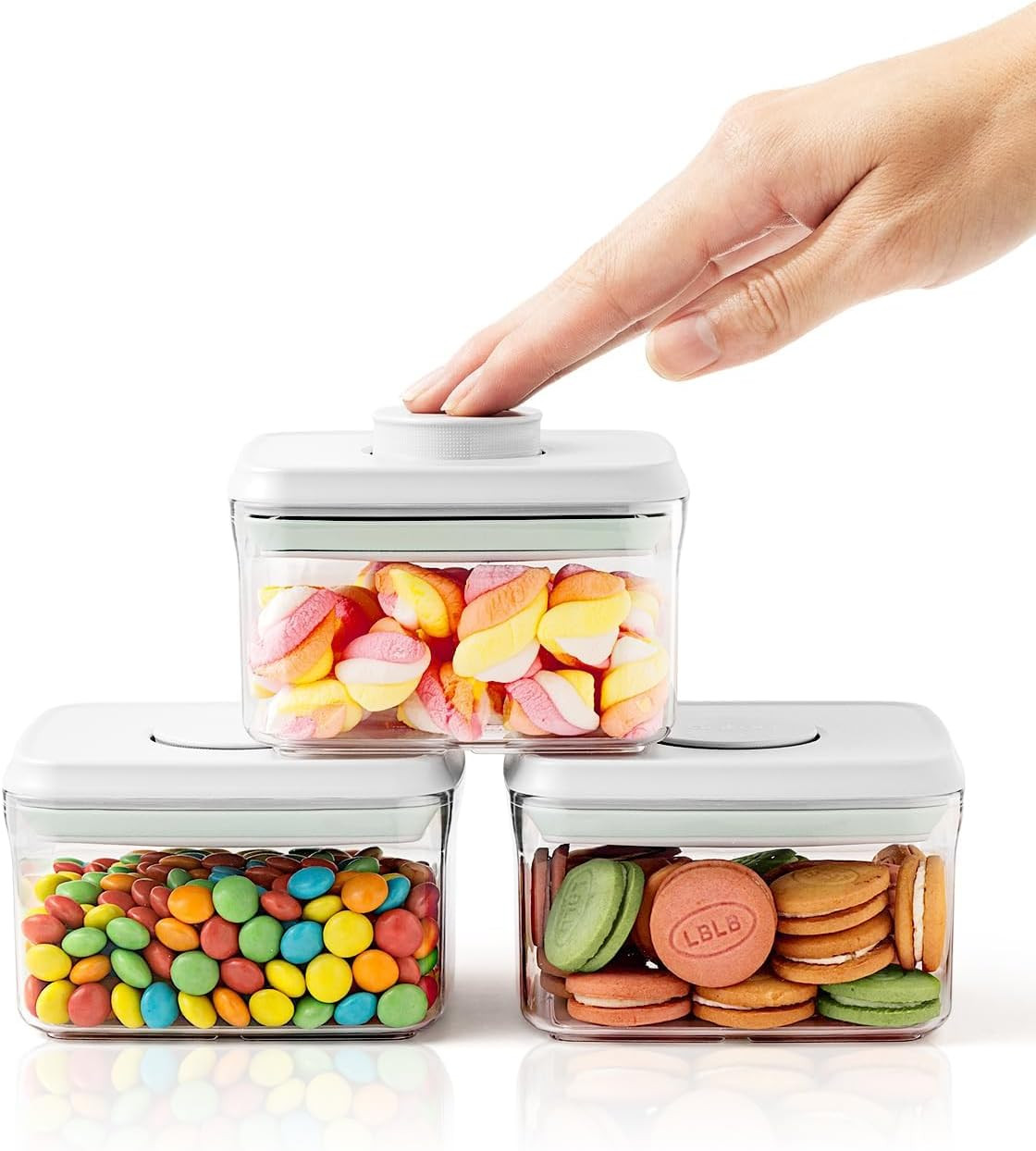 BPA-Free 0.6 Qt Snack Containers – 3 Pack Stackable Mini Food Canisters