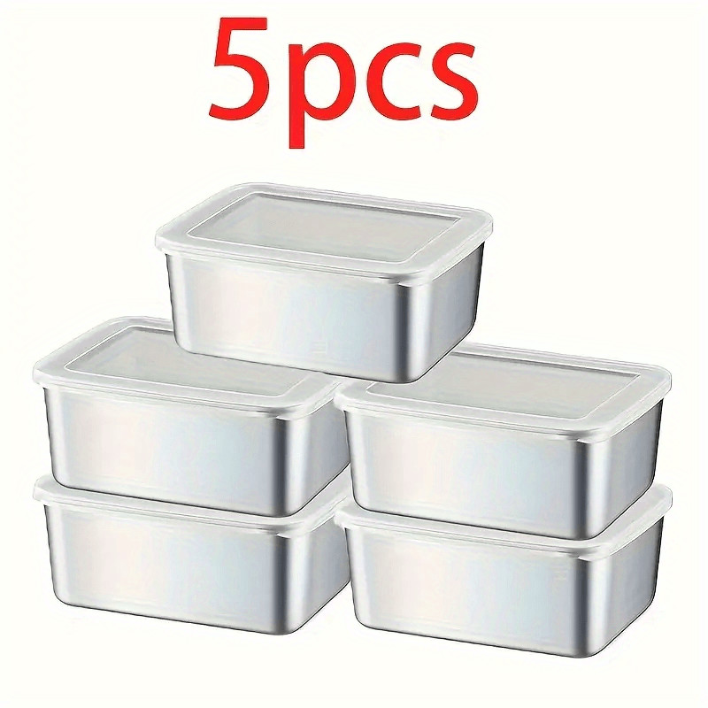5-8PC Stainless Steel Food Storage Containers Set Leakproof Lunch Box With Lids