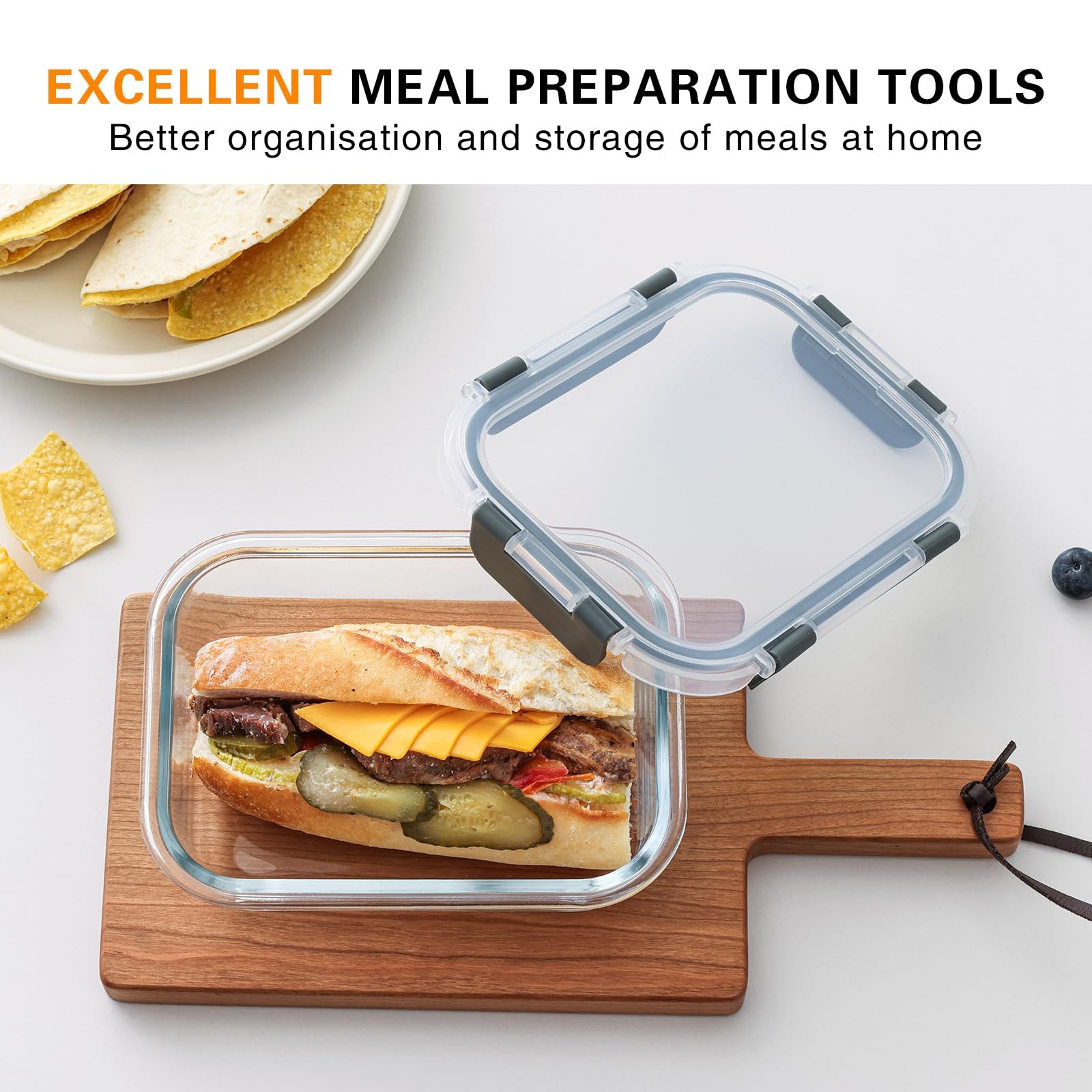 10 Pack 22 Oz Glass Meal Prep Containers with Lids, Reusable Glass Food Stora…