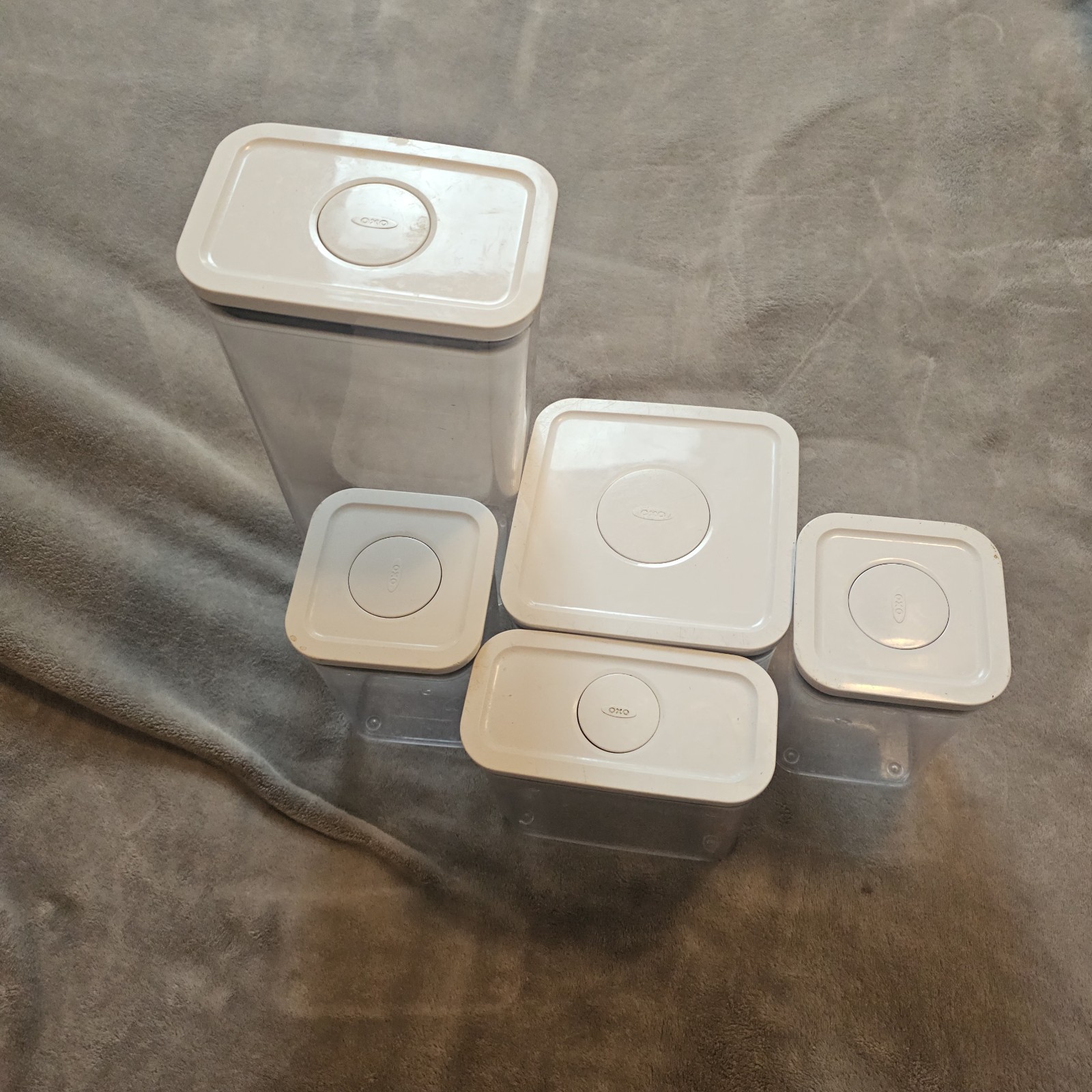 Lot of 5 OXO POP Storage Containers Multiple Sizes White Lids