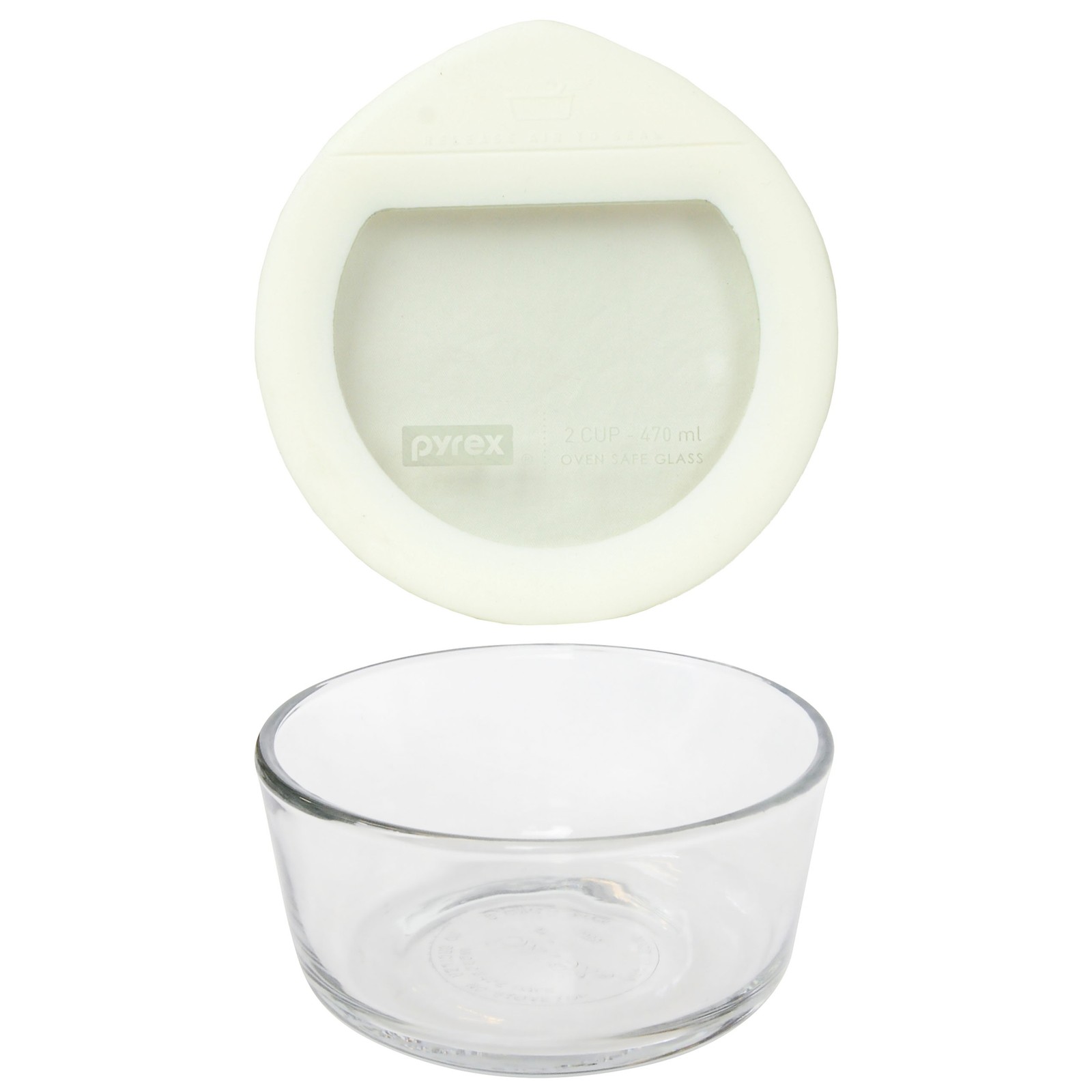 Pyrex 7200 2-Cup Glass Bowl & OV-7200 Ultimate White Glass Lid