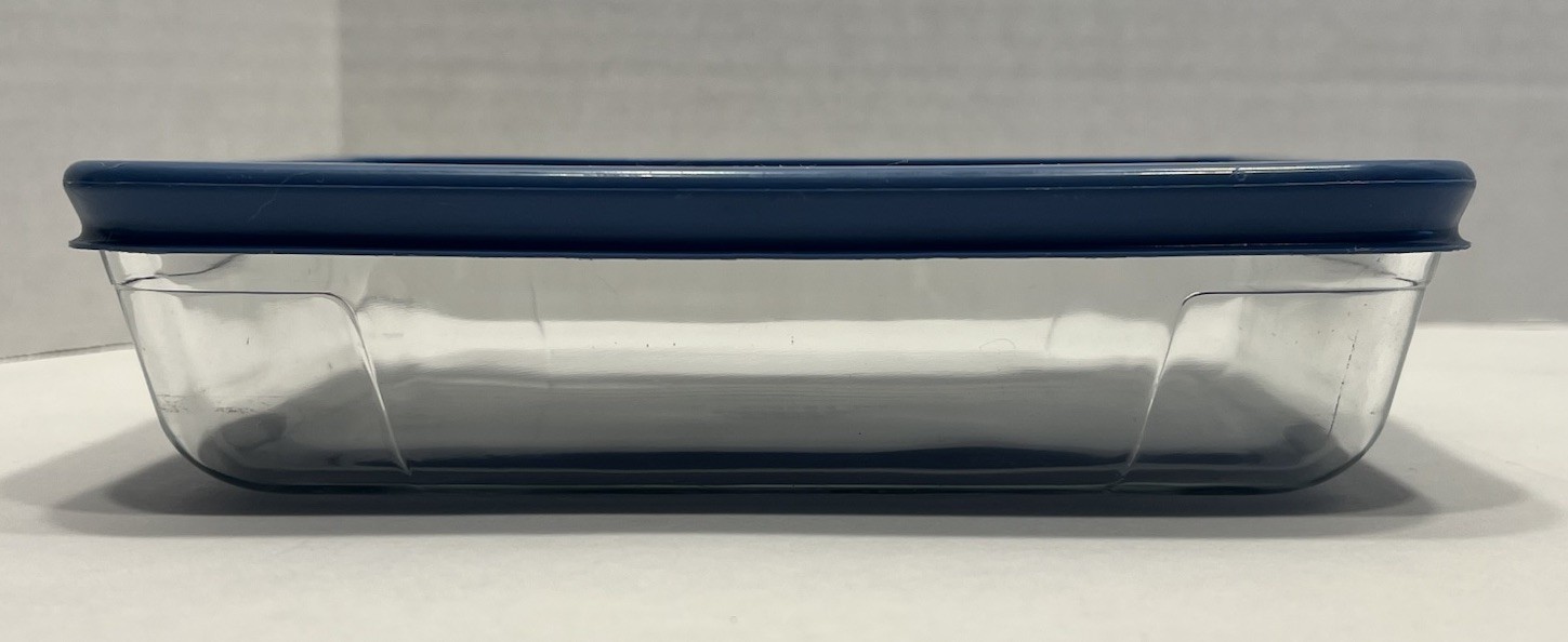 Pyrex 7210 3-Cup Rectangle Glass Storage Dish With 7210 Plastic Blue Cover READ