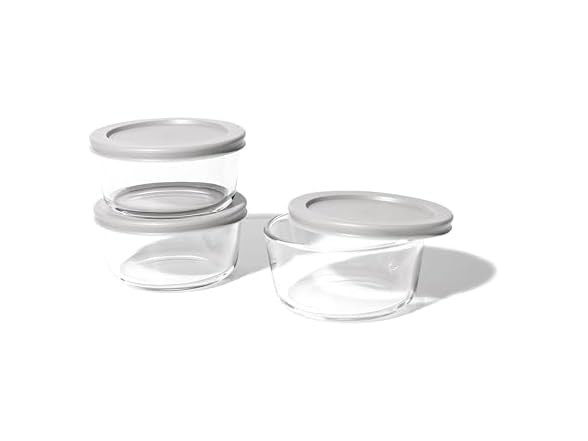 DURA LIVING 6-Piece Glass Food Storage Containers Set Grey 6 Piece Set (16oz)